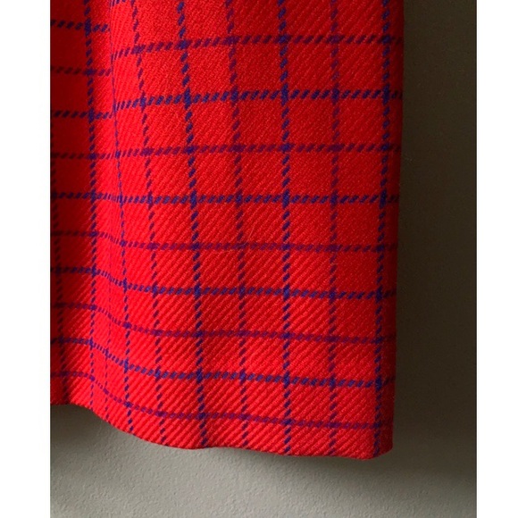 Vintage Windowpane Red Plaid Wool Skirt Size 8 - Picture 3 of 5